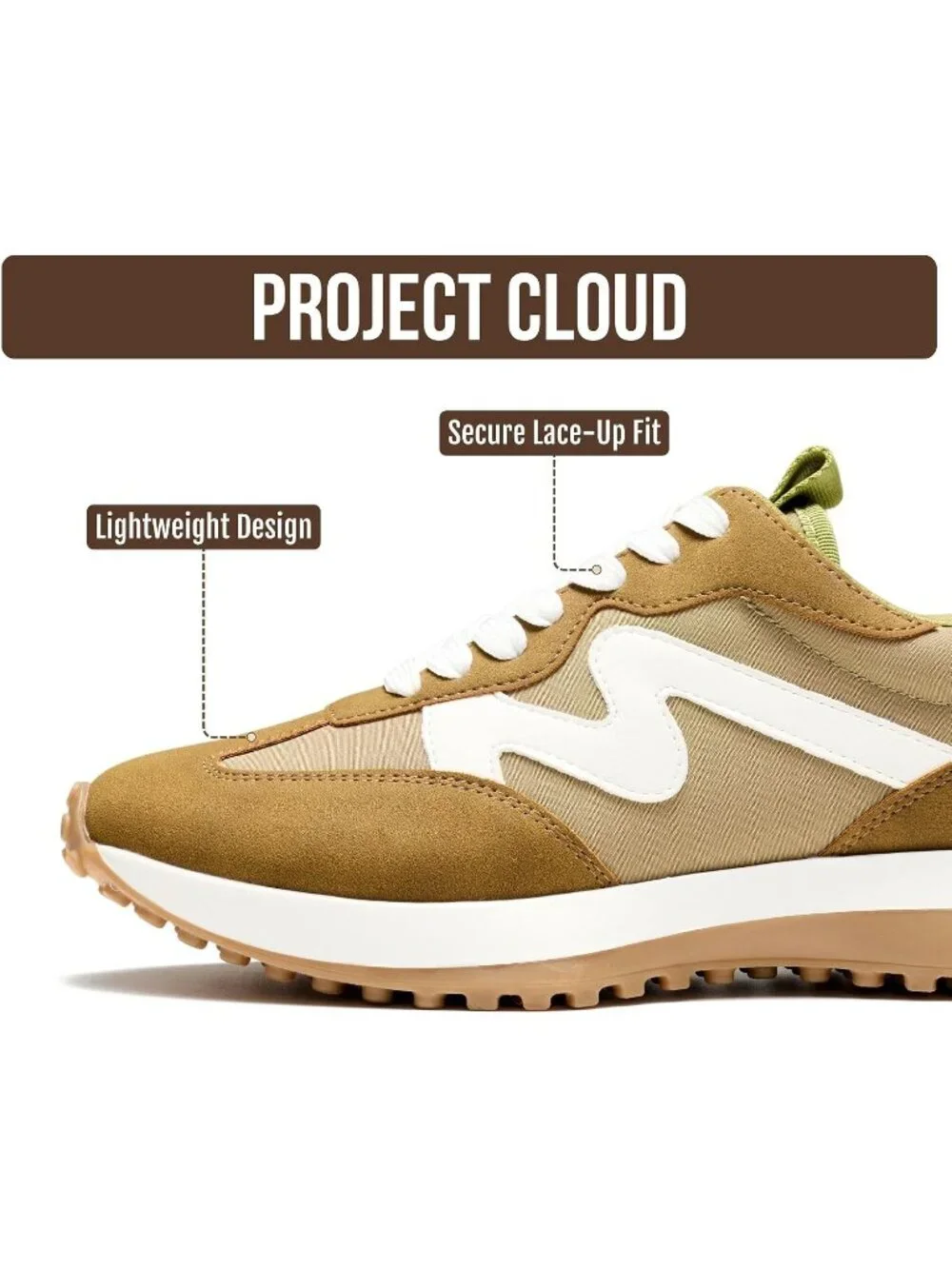 Women's Camel Lightweight Non Slip Mesh Breathable Casual Canvas Sneakers